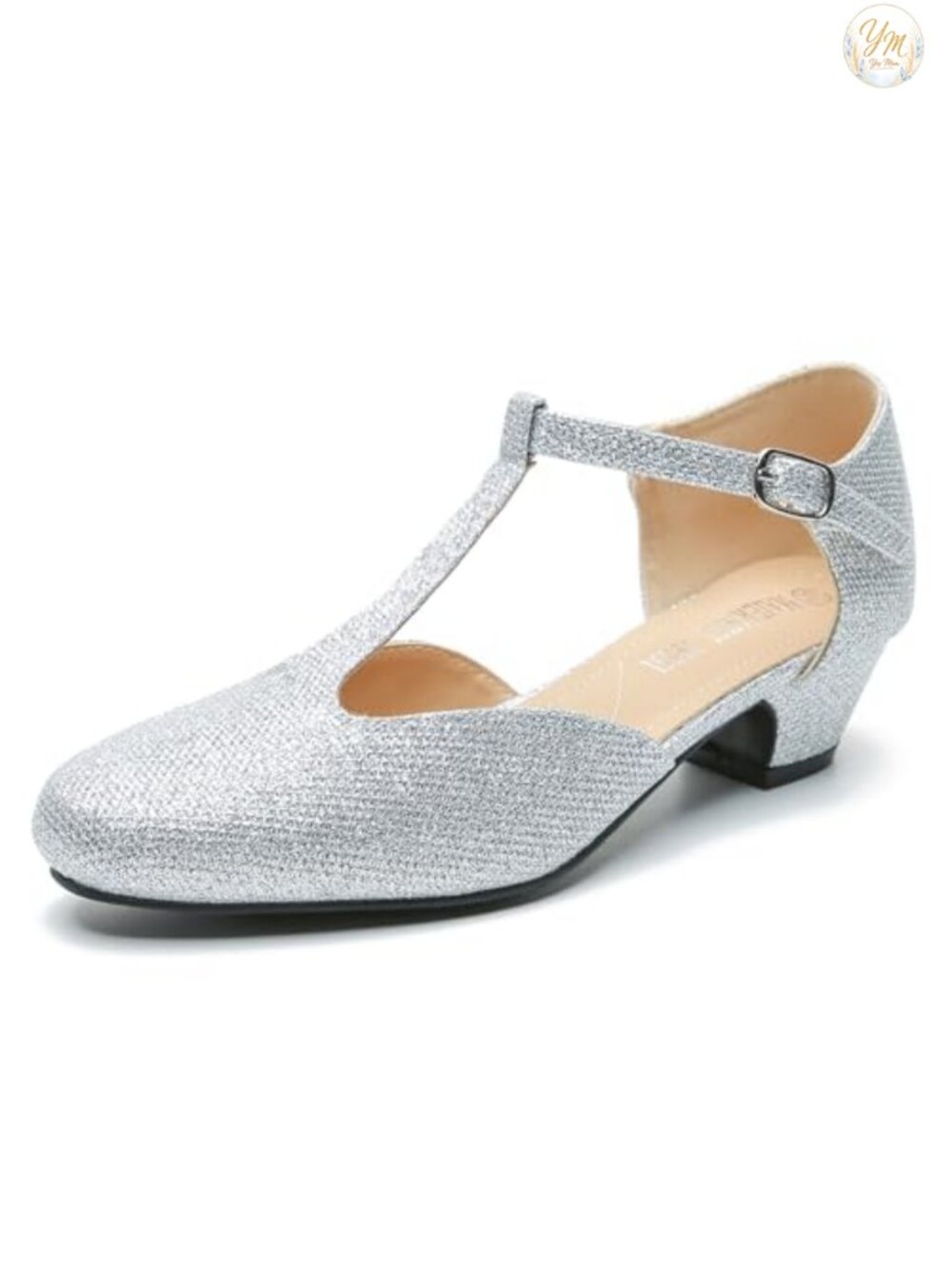 Women's T-Strap Mary Jane Pumps Low Block Heel Closed Toe Buckle Ankle Strap
